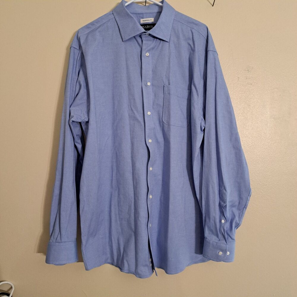 Men's Jos A Bank Traditional Fit 17.5-36/37 Long Sleeve Button Down Blue